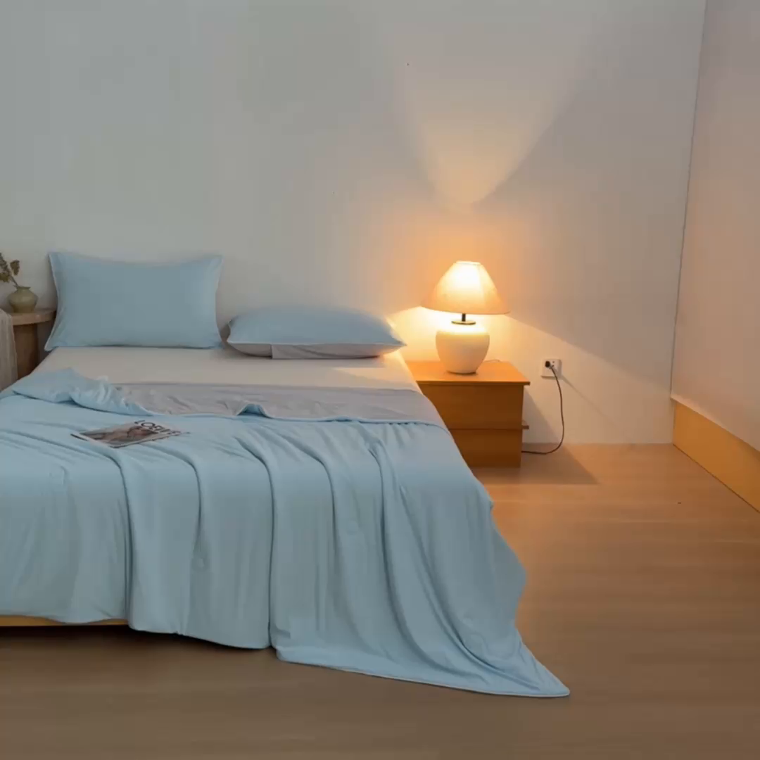 91家纺网 家纺一手货源 找家纺 （总）寐眠 2026新款凉感纯色双拼夏被夏凉被空调被-风格二