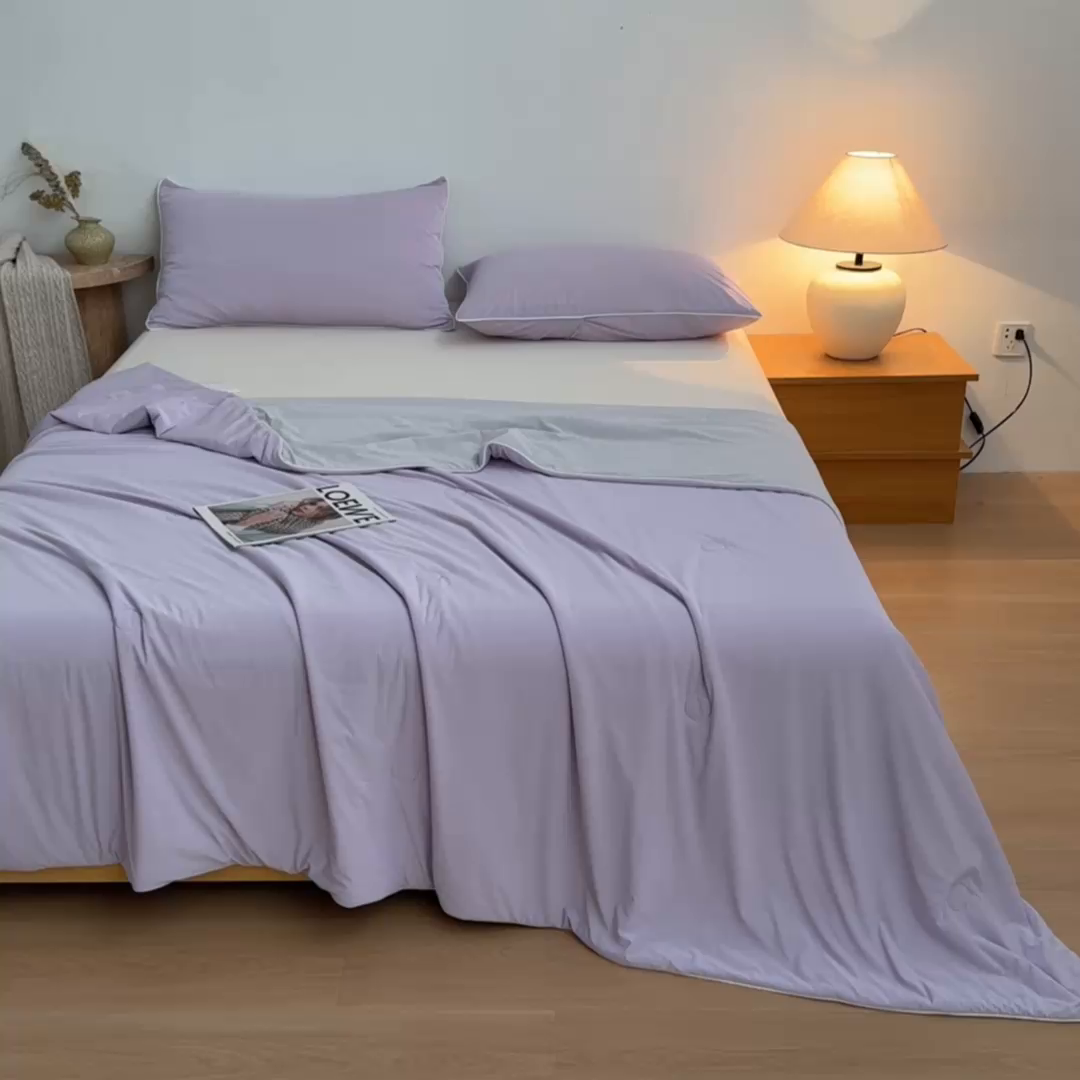 91家纺网 家纺一手货源 找家纺 寐眠 2026新款凉感纯色双拼夏被夏凉被空调被-风格二 葡萄冰酪