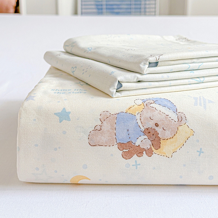 91家纺网 家纺一手货源 找家纺 依庭 2026新款12868全棉纯棉印花床笠星眠小熊