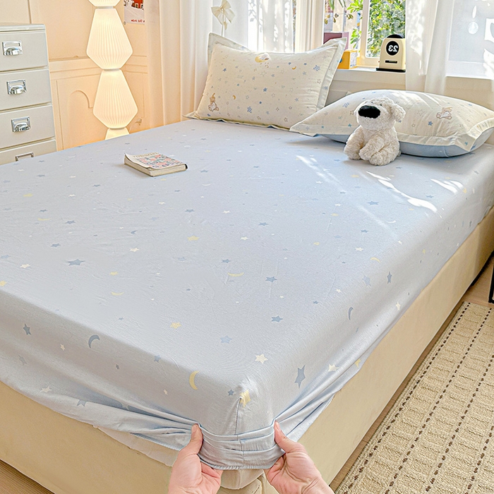 91家纺网 家纺一手货源 找家纺 依庭 2026新款12868全棉纯棉印花床笠星眠小熊