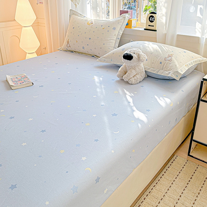 91家纺网 家纺一手货源 找家纺 依庭 2026新款12868全棉纯棉印花床笠星眠小熊