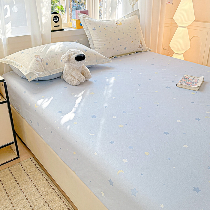 91家纺网 家纺一手货源 找家纺 依庭 2026新款12868全棉纯棉印花床笠星眠小熊