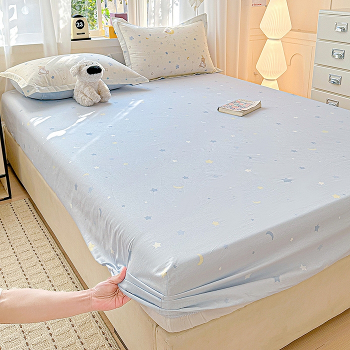 91家纺网 家纺一手货源 找家纺 依庭 2026新款12868全棉纯棉印花床笠星眠小熊