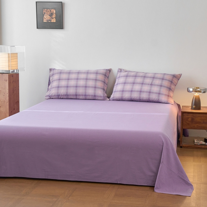 91家纺网 家纺一手货源 找家纺 春皖家纺 2026春夏新款全棉纯棉水洗棉四件套 鸢尾紫