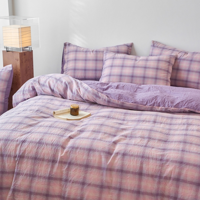 91家纺网 家纺一手货源 找家纺 春皖家纺 2026春夏新款全棉纯棉水洗棉四件套 鸢尾紫