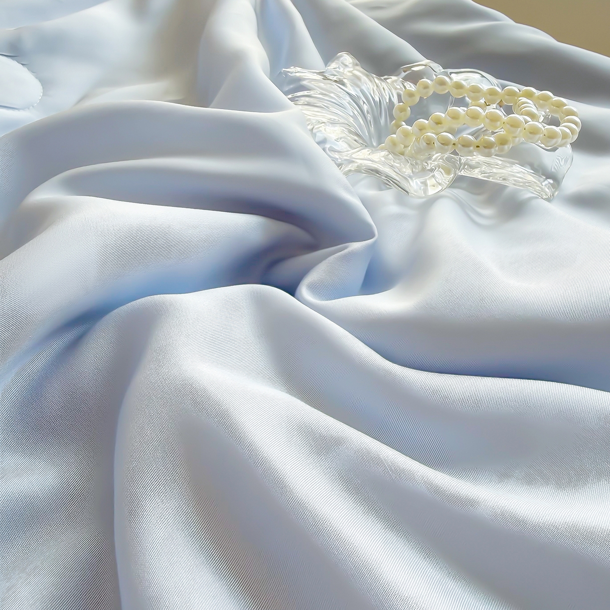 91家纺网 家纺一手货源 找家纺 三俏家纺 2026新款夏被100%莱赛尔天丝纯色床盖款夏被四件套60支天丝夏凉被 雾霾蓝