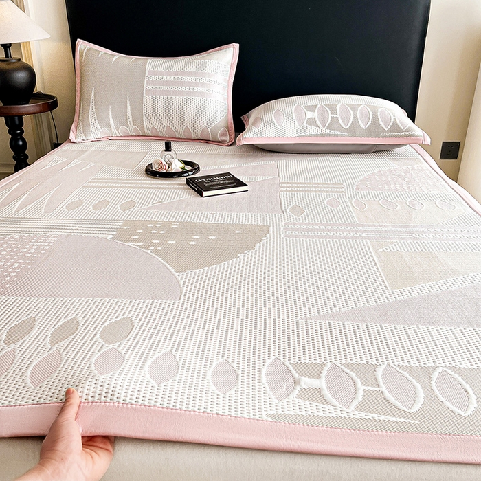 91家纺网 家纺一手货源 找家纺 （总）雅诗帛 2026新款PE凉感丝凉席三件套-几何