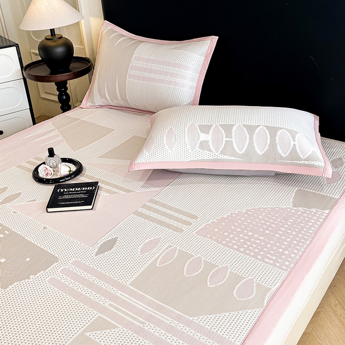 91家纺网 家纺一手货源 找家纺 （总）雅诗帛 2026新款PE凉感丝凉席三件套-几何