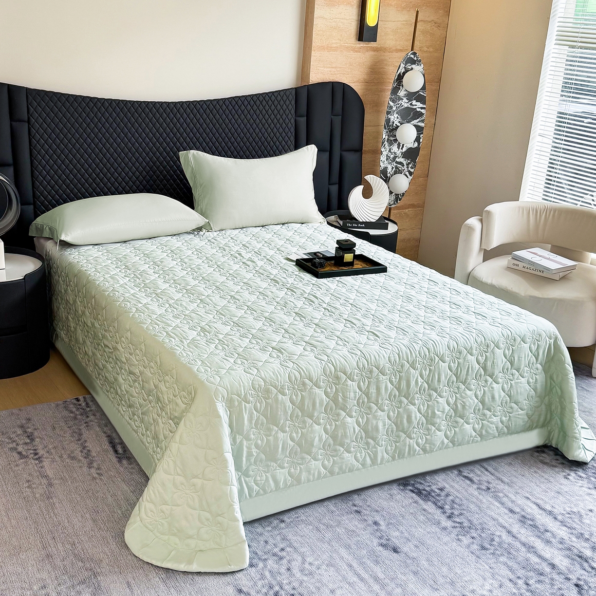 91家纺网 家纺一手货源 找家纺 （总）三俏家纺 2026新款60支双面天丝床盖纯色