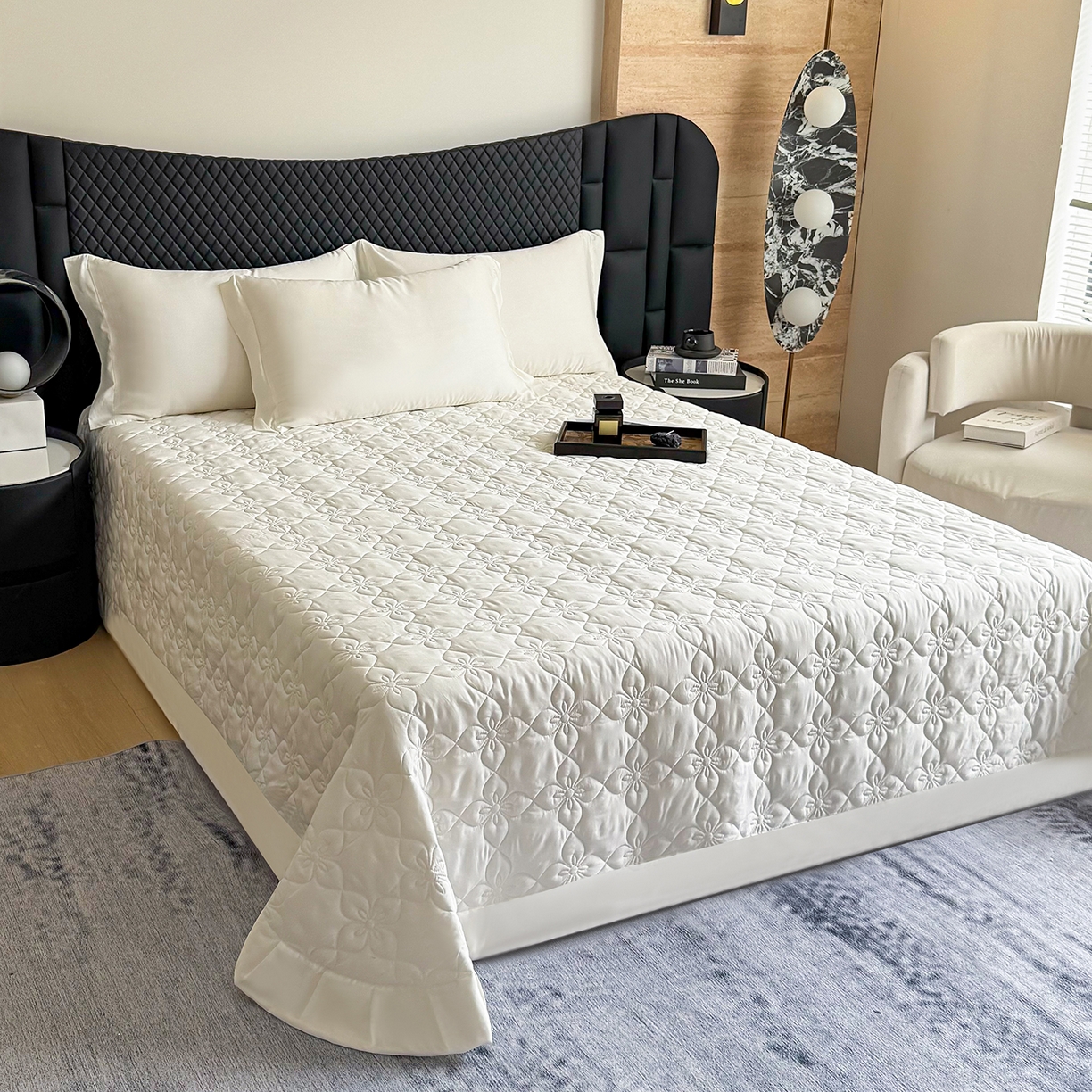 91家纺网 家纺一手货源 找家纺 （总）三俏家纺 2026新款60支双面天丝床盖纯色