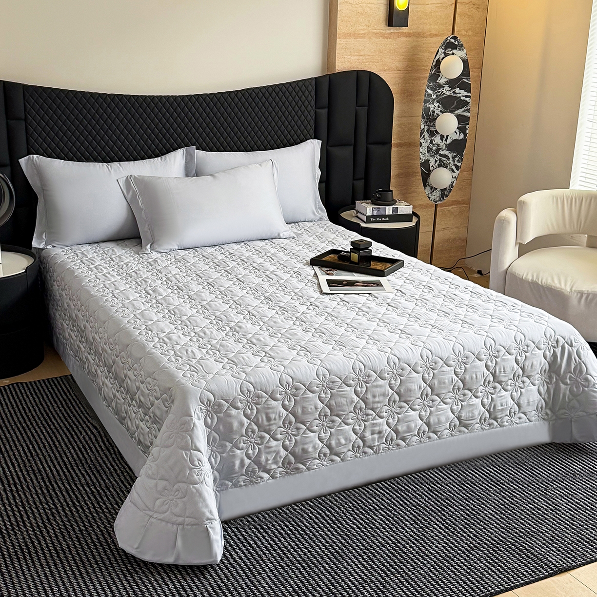 91家纺网 家纺一手货源 找家纺 （总）三俏家纺 2026新款60支双面天丝床盖纯色