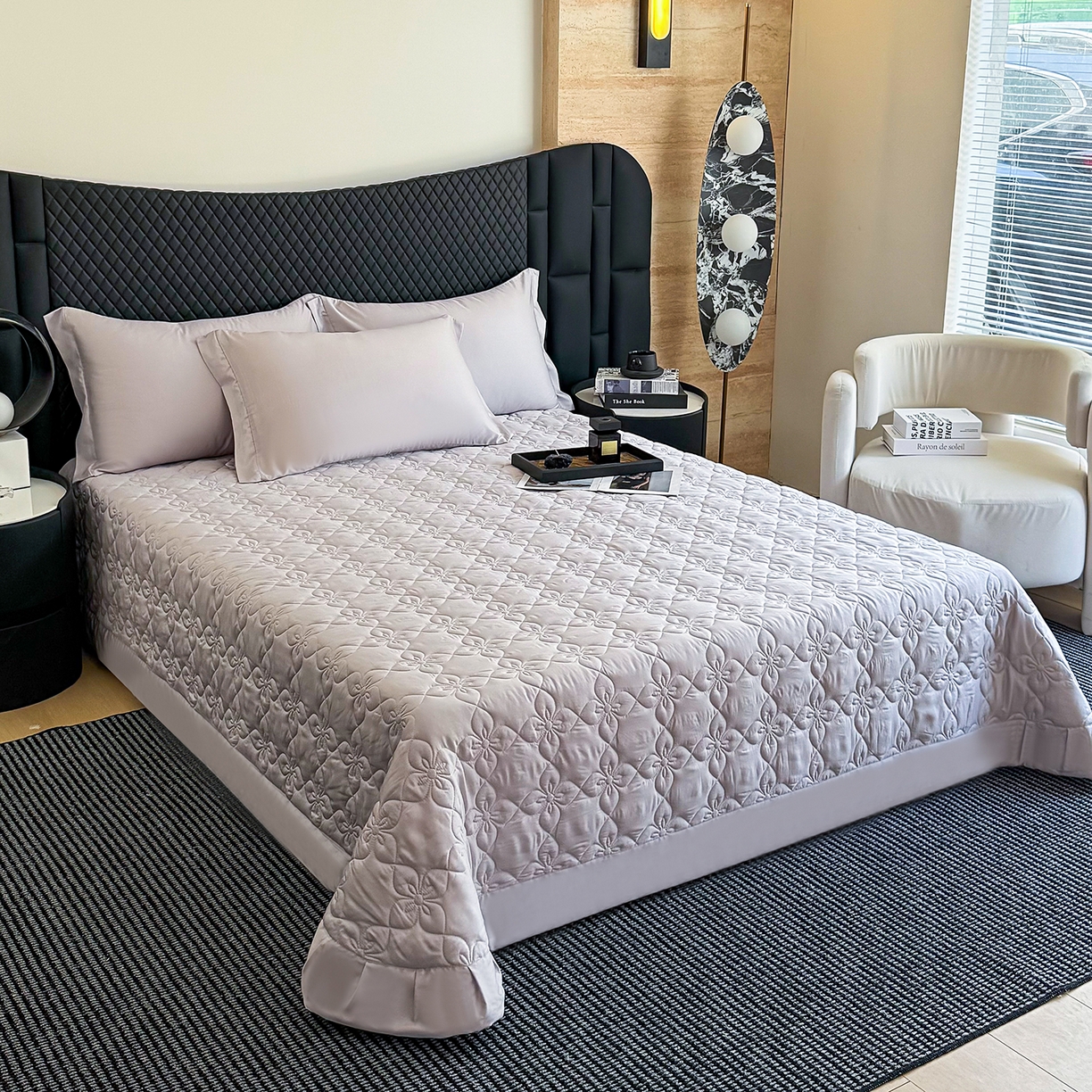 91家纺网 家纺一手货源 找家纺 （总）三俏家纺 2026新款60支双面天丝床盖纯色