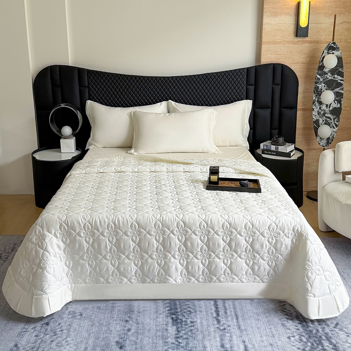 91家纺网 家纺一手货源 找家纺 （总）三俏家纺 2026新款60支双面天丝床盖纯色