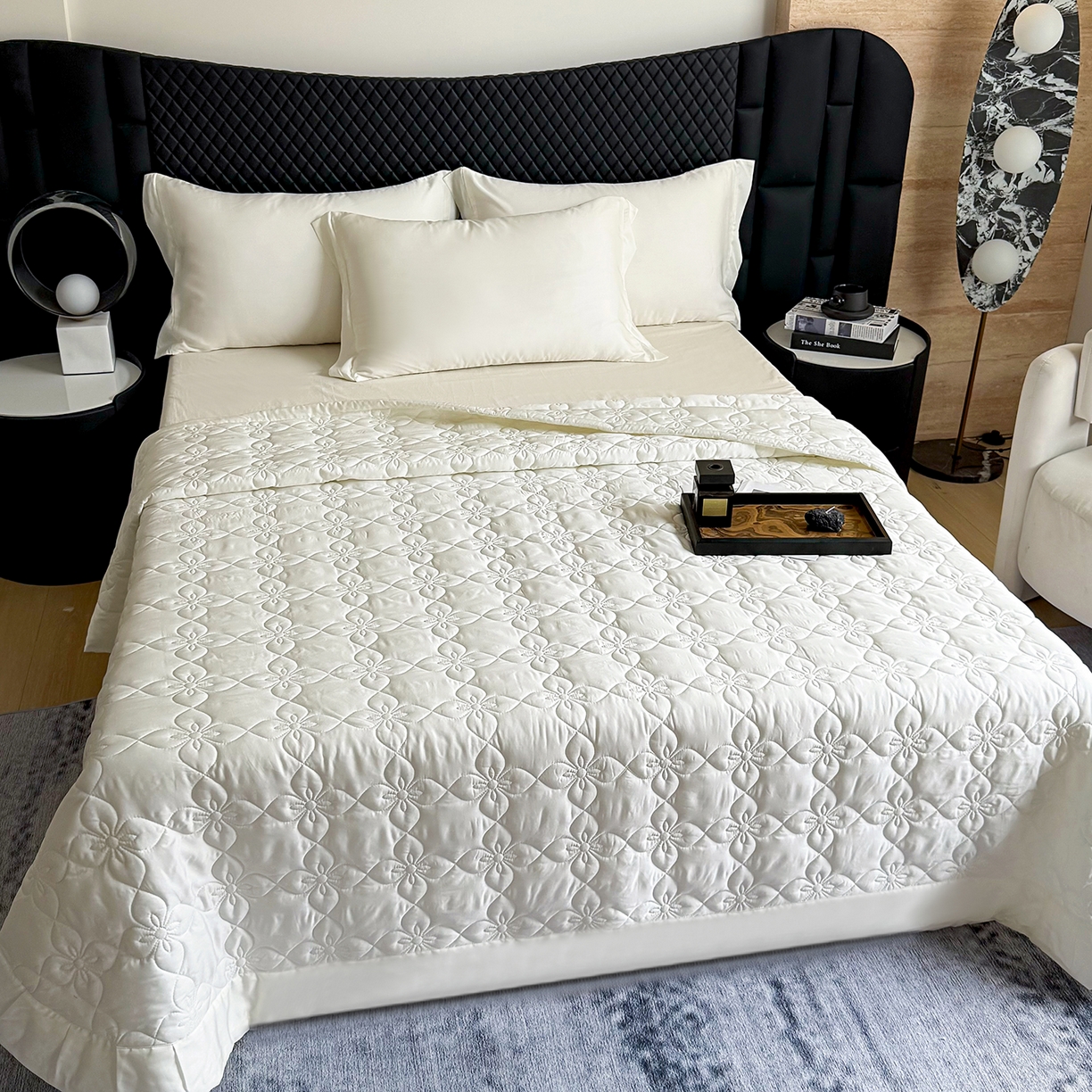 91家纺网 家纺一手货源 找家纺 （总）三俏家纺 2026新款60支双面天丝床盖纯色