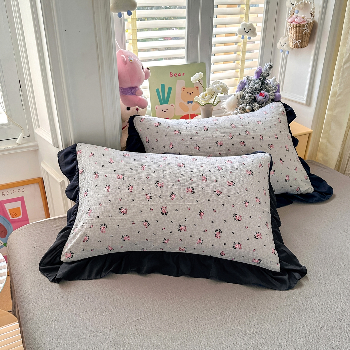 91家纺网 家纺一手货源 找家纺 优卡迪家纺馆 2026新款皱皱棉黑花边夏被四件套下载文件包含买家秀 花园日记(花边款)