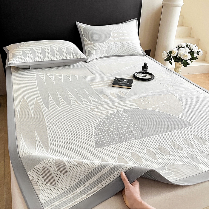 91家纺网 家纺一手货源 找家纺 （总）雅诗帛 2026新款PE凉感丝凉席三件套-几何