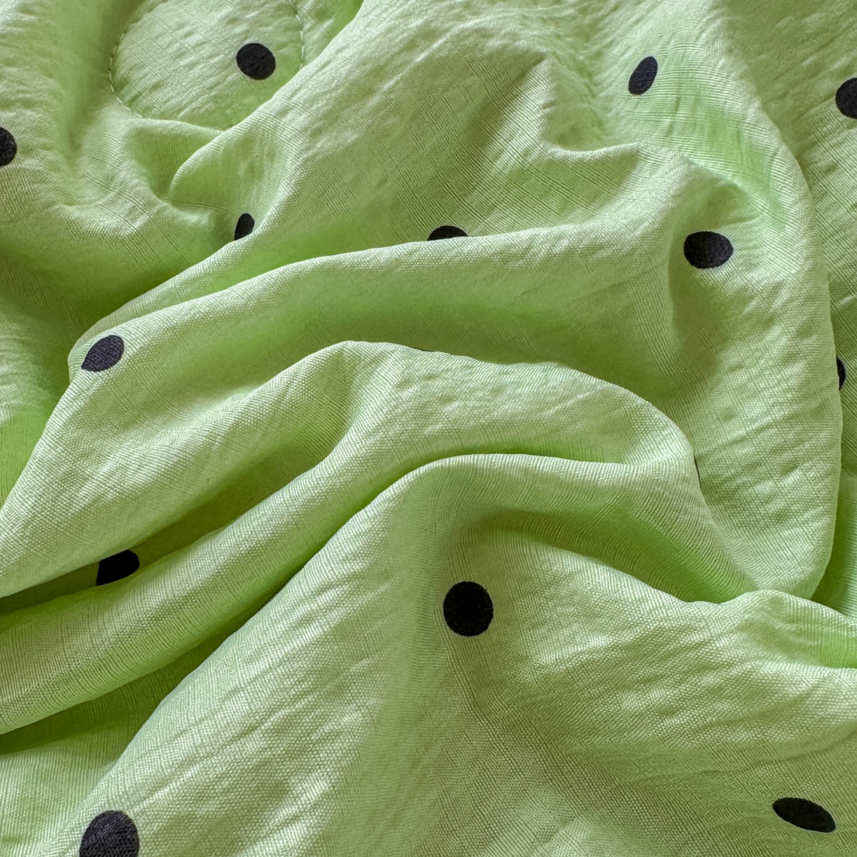 91家纺网 家纺一手货源 找家纺 优卡迪家纺馆 2026新款皱皱棉黑花边夏被四件套下载文件包含买家秀 波点生活-绿(花边款)