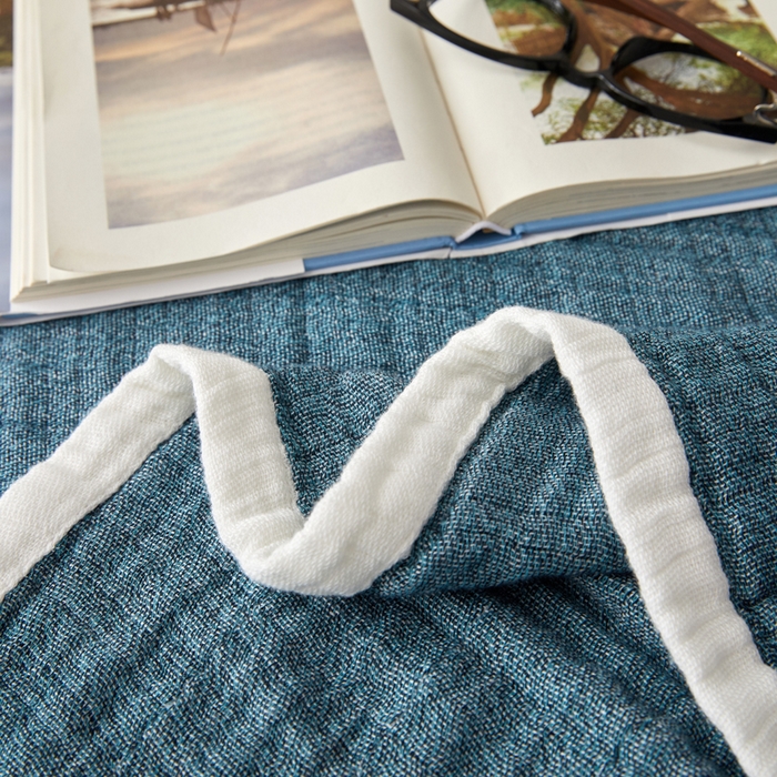 91家纺网 家纺一手货源 找家纺 卡奥家纺 2026新款全棉水洗三层纱盖毯-初见 初见-蓝