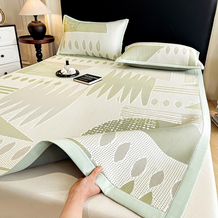 91家纺网 家纺一手货源 找家纺 （总）雅诗帛 2026新款PE凉感丝凉席三件套-几何