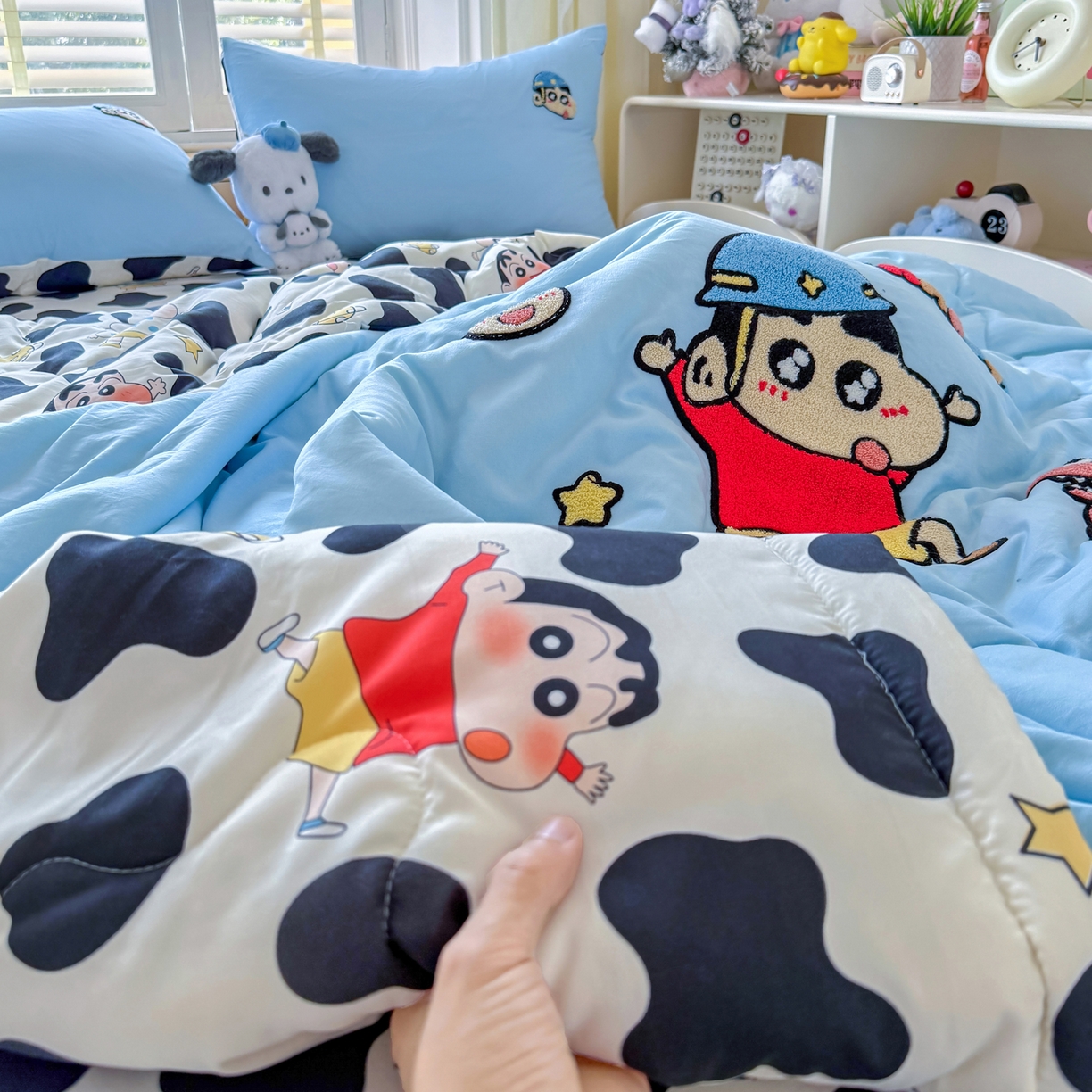 91家纺网 家纺一手货源 找家纺 优卡迪家纺馆 2026新款水洗棉印加绣夏被四件套下载文件包含买家秀 动感涂鸭-天蓝