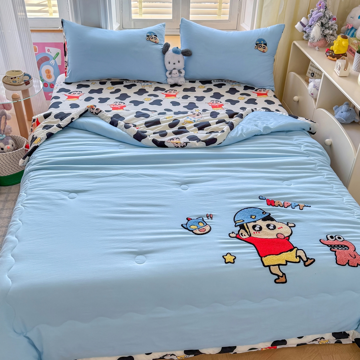 91家纺网 家纺一手货源 找家纺 优卡迪家纺馆 2026新款水洗棉印加绣夏被四件套下载文件包含买家秀 动感涂鸭-天蓝