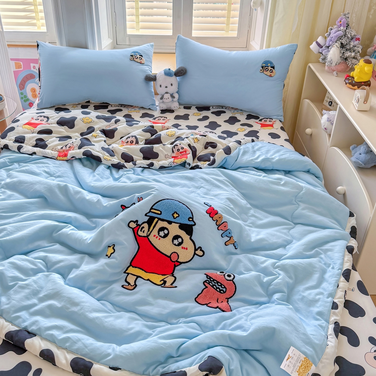 91家纺网 家纺一手货源 找家纺 优卡迪家纺馆 2026新款水洗棉印加绣夏被四件套下载文件包含买家秀 动感涂鸭-天蓝