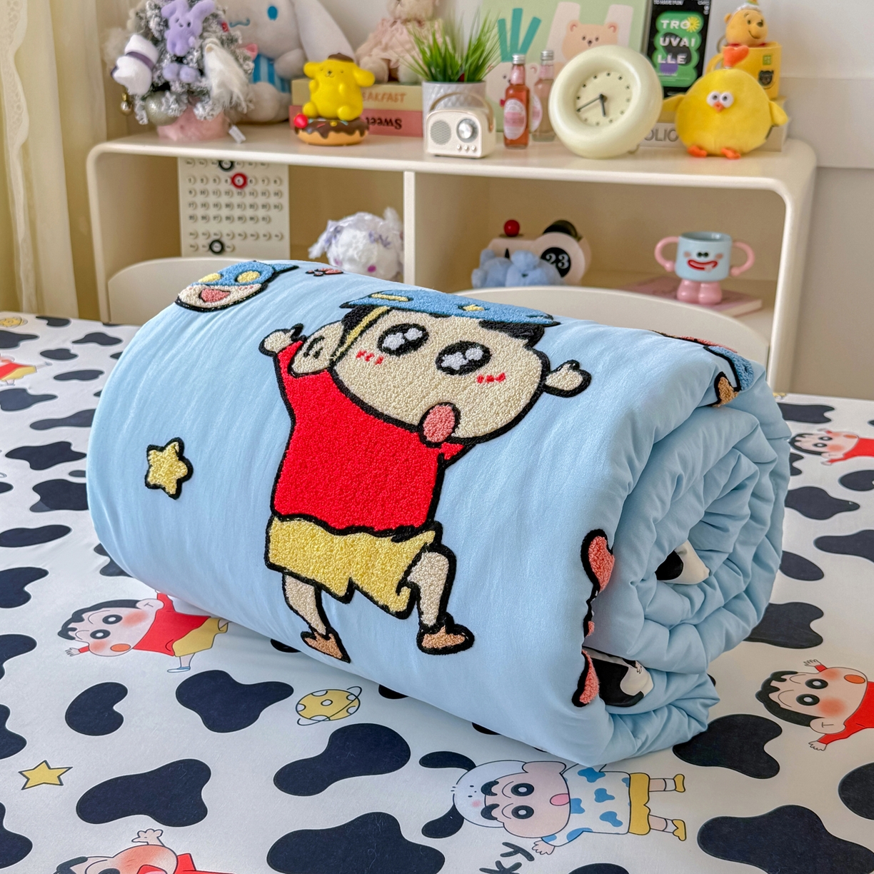 91家纺网 家纺一手货源 找家纺 优卡迪家纺馆 2026新款水洗棉印加绣夏被四件套下载文件包含买家秀 动感涂鸭-天蓝