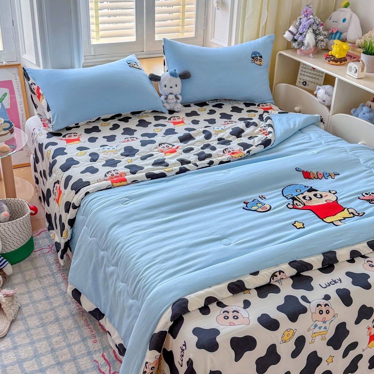 91家纺网 家纺一手货源 找家纺 优卡迪家纺馆 2026新款水洗棉印加绣夏被四件套下载文件包含买家秀 动感涂鸭-天蓝