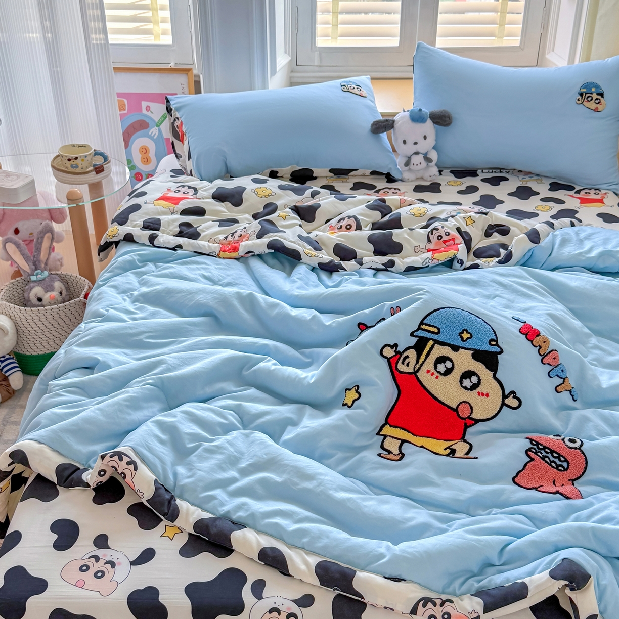 91家纺网 家纺一手货源 找家纺 优卡迪家纺馆 2026新款水洗棉印加绣夏被四件套下载文件包含买家秀 动感涂鸭-天蓝