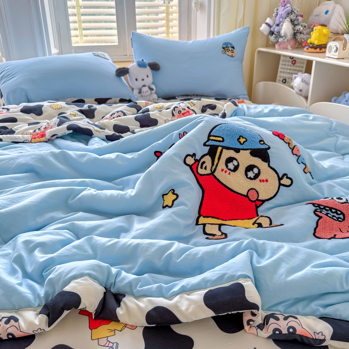 91家纺网 家纺一手货源 找家纺 优卡迪家纺馆 2026新款水洗棉印加绣夏被四件套下载文件包含买家秀 动感涂鸭-天蓝