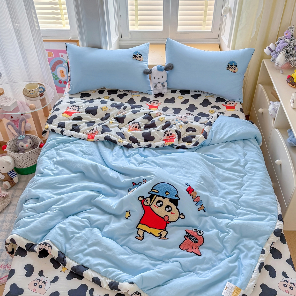 91家纺网 家纺一手货源 找家纺 优卡迪家纺馆 2026新款水洗棉印加绣夏被四件套下载文件包含买家秀 动感涂鸭-天蓝