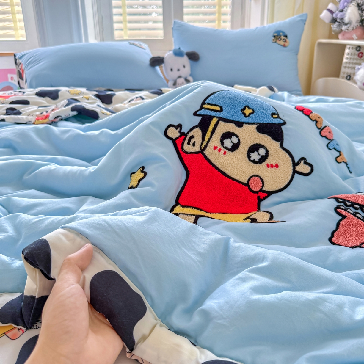 91家纺网 家纺一手货源 找家纺 优卡迪家纺馆 2026新款水洗棉印加绣夏被四件套下载文件包含买家秀 动感涂鸭-天蓝