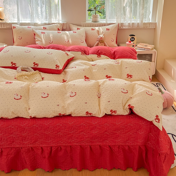 凤杰家纺 2026新款云感双层纱床盖四件套 福气满满