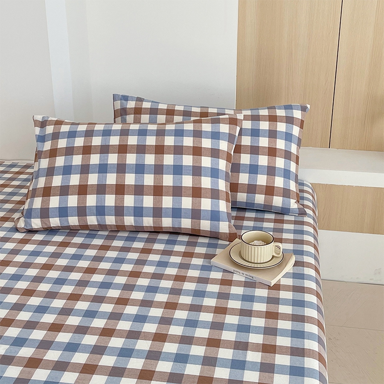 春皖家纺 2026春夏新款全棉水洗棉单枕套枕套单件单品枕套 翠竹-彩格