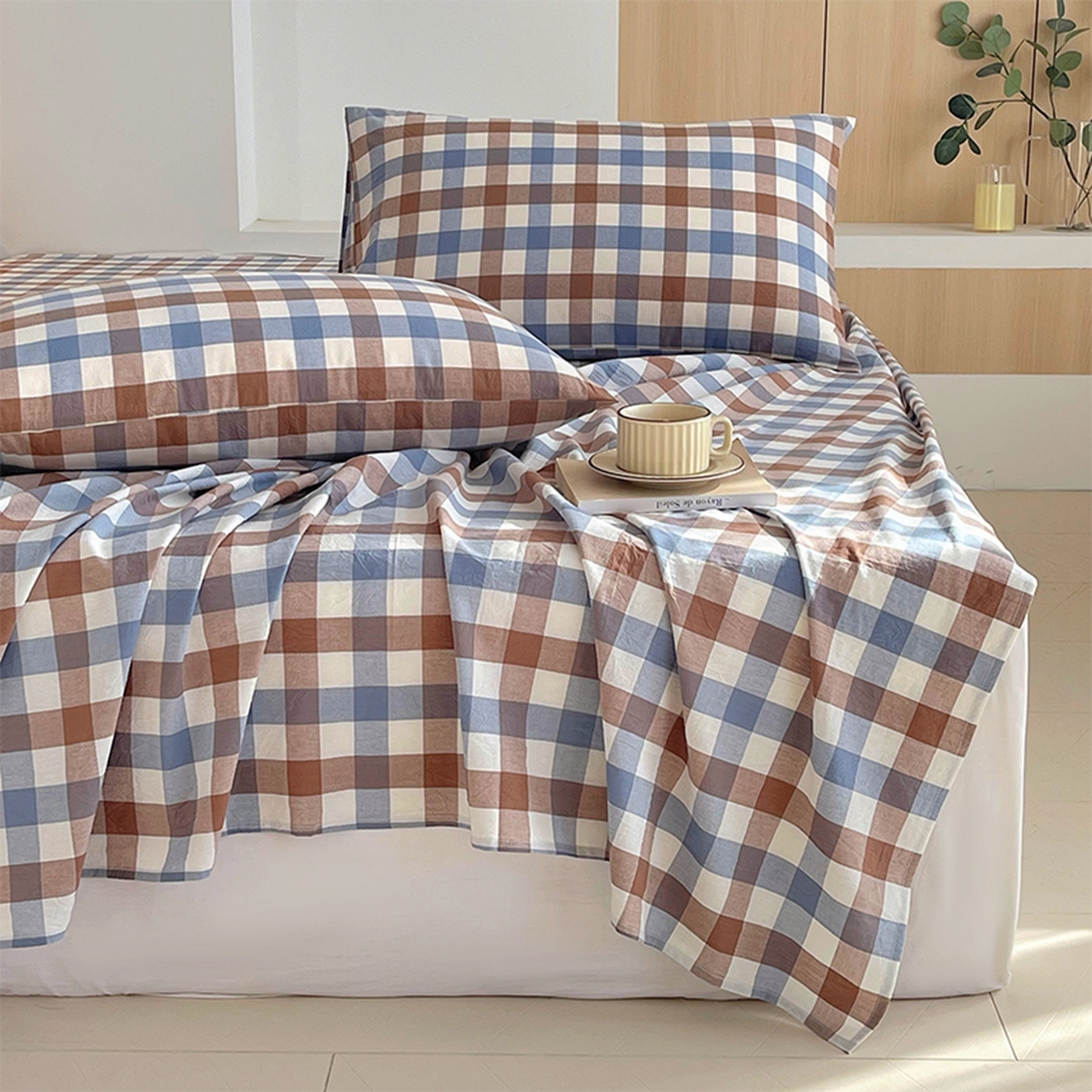 91家纺网 家纺一手货源 找家纺 春皖家纺 2026春夏新款全棉水洗棉单枕套枕套单件单品枕套 翠竹-彩格