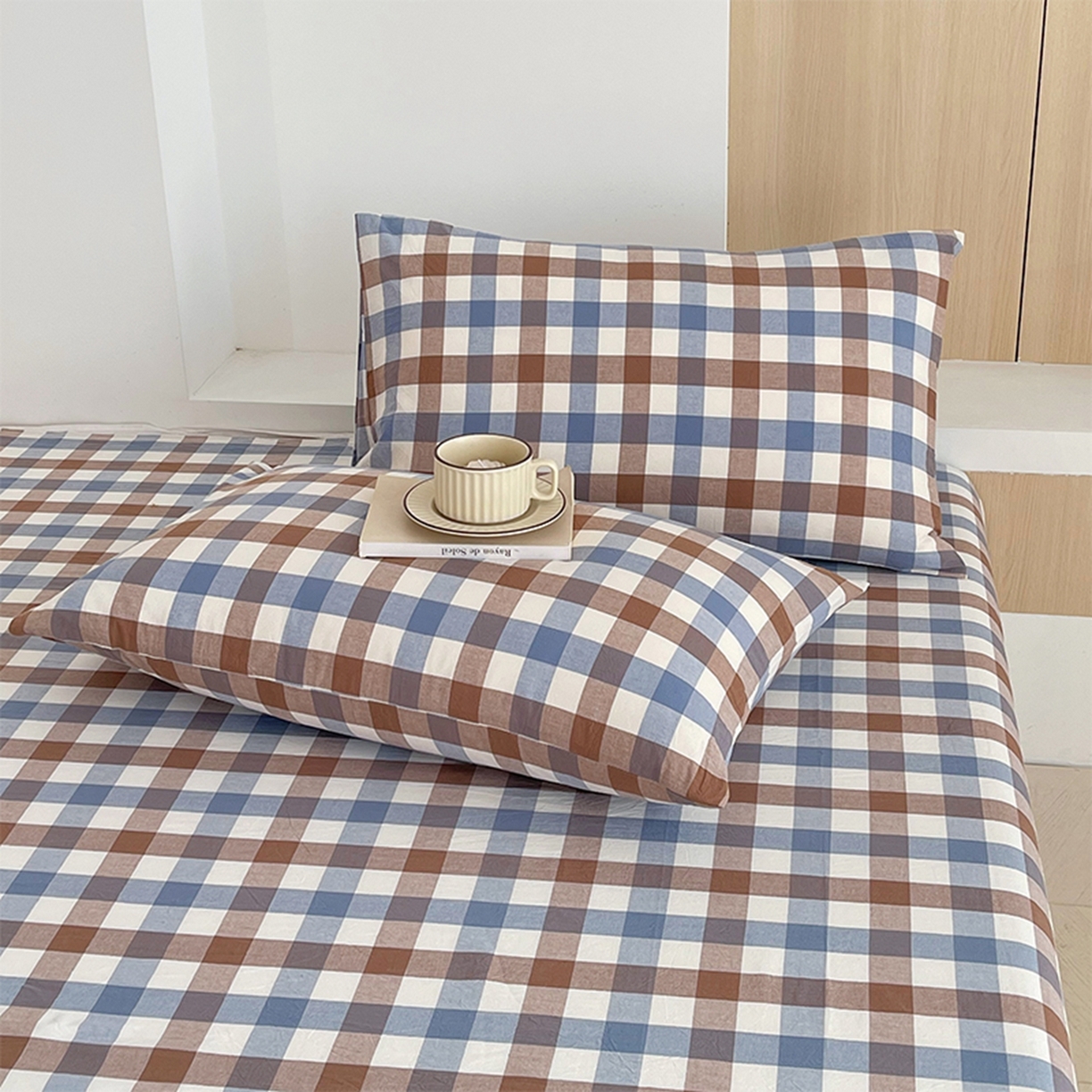 91家纺网 家纺一手货源 找家纺 春皖家纺 2026春夏新款全棉水洗棉单枕套枕套单件单品枕套 翠竹-彩格