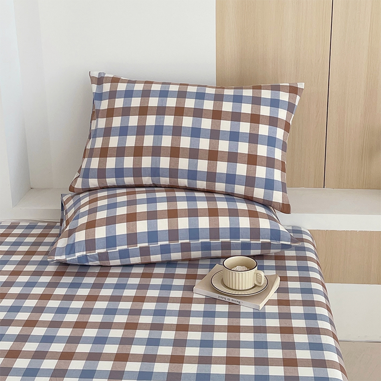 91家纺网 家纺一手货源 找家纺 春皖家纺 2026春夏新款全棉水洗棉单枕套枕套单件单品枕套 翠竹-彩格