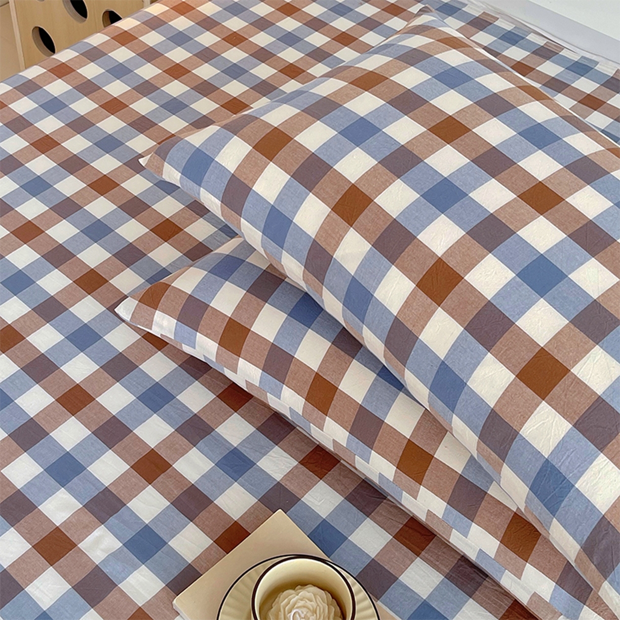 91家纺网 家纺一手货源 找家纺 春皖家纺 2026春夏新款全棉水洗棉单枕套枕套单件单品枕套 翠竹-彩格