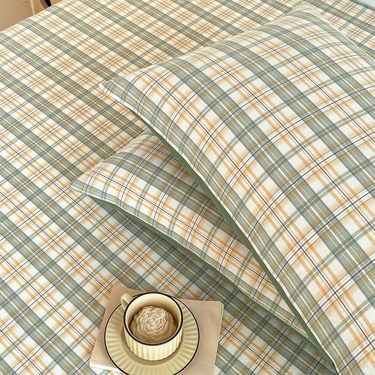 91家纺网 家纺一手货源 找家纺 春皖家纺 2026春夏新款全棉水洗棉单枕套枕套单件单品枕套 翠竹-果条