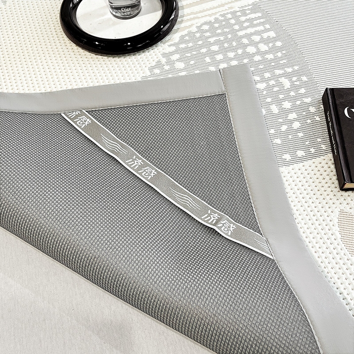 91家纺网 家纺一手货源 找家纺 雅诗帛 2026新款PE凉感丝凉席三件套-几何 几何-灰