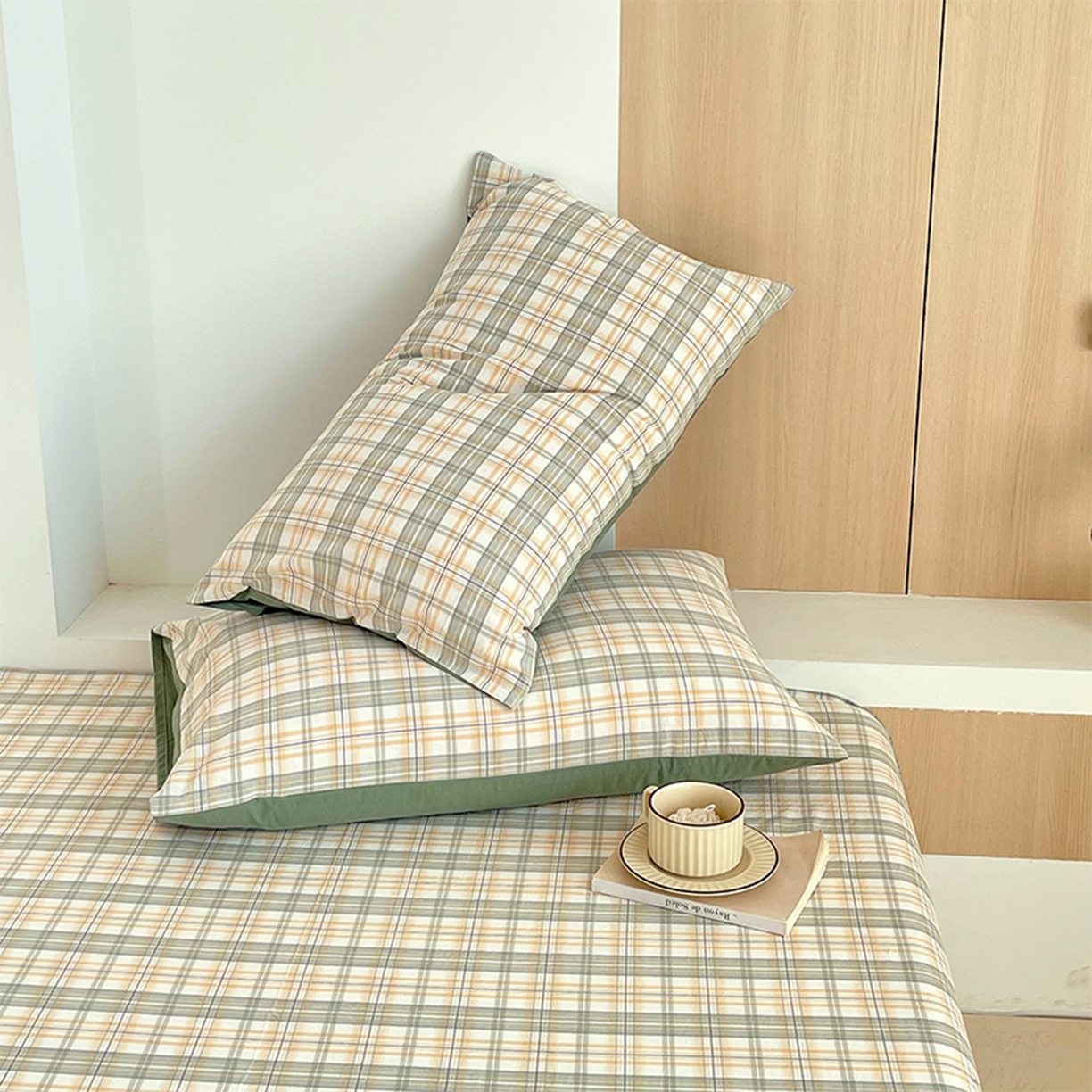 91家纺网 家纺一手货源 找家纺 春皖家纺 2026春夏新款全棉水洗棉单枕套枕套单件单品枕套 翠竹-果条