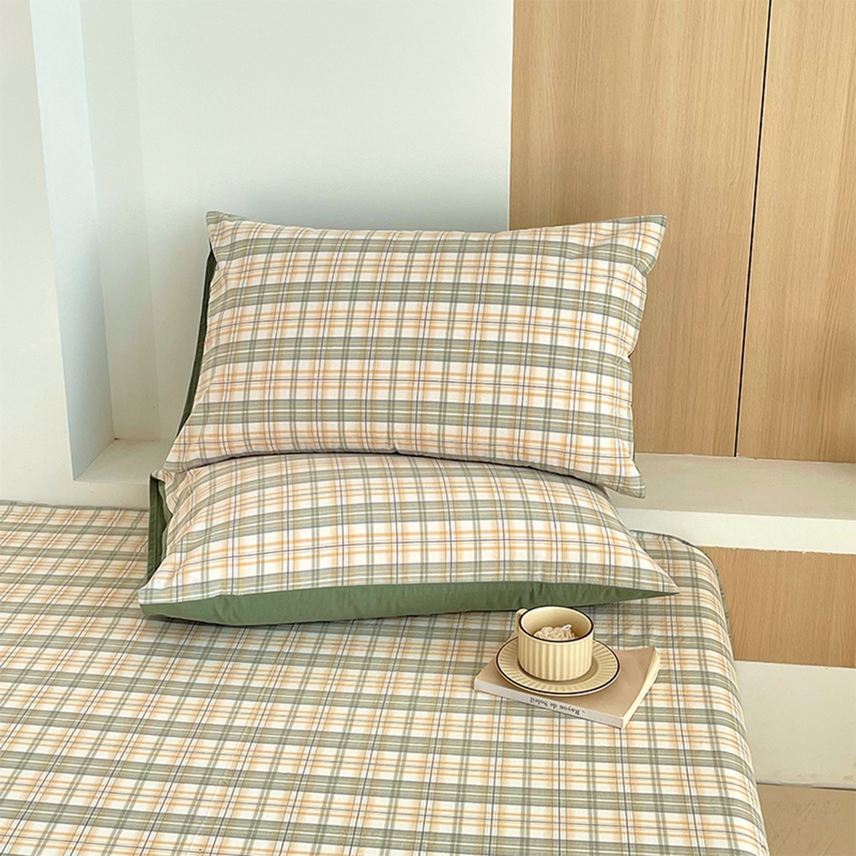 91家纺网 家纺一手货源 找家纺 春皖家纺 2026春夏新款全棉水洗棉单枕套枕套单件单品枕套 翠竹-果条