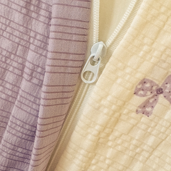 91家纺网 家纺一手货源 找家纺 凤杰家纺 2026新款云感双层纱床盖四件套 紫韵蝴蝶结