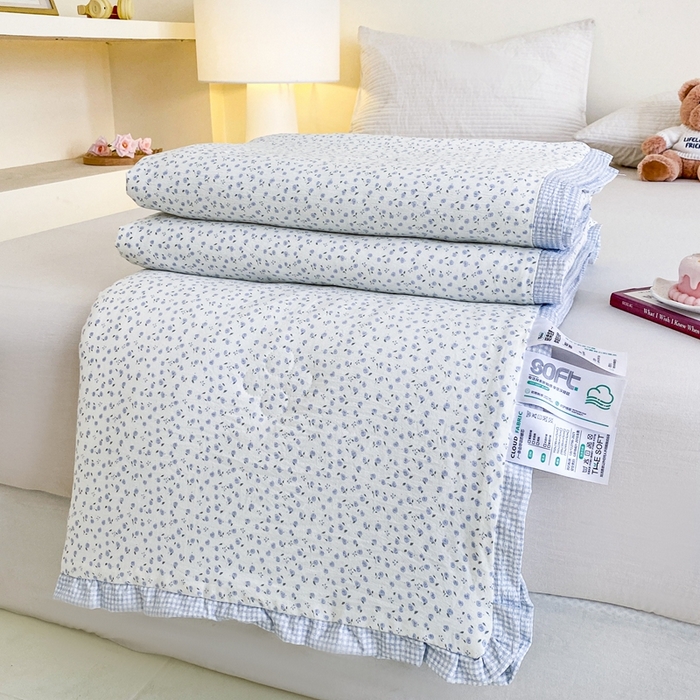 91家纺网 家纺一手货源 找家纺 （总）宇淳国际 2026新款水洗棉荷叶边夏凉被夏被空调被