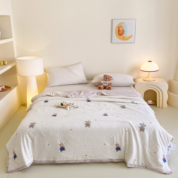 91家纺网 家纺一手货源 找家纺 （总）宇淳国际 2026新款水洗棉荷叶边夏凉被夏被空调被