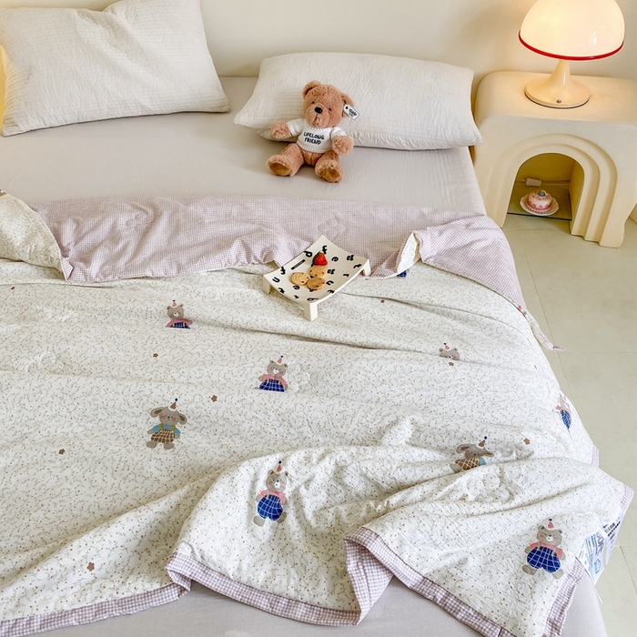 91家纺网 家纺一手货源 找家纺 （总）宇淳国际 2026新款水洗棉荷叶边夏凉被夏被空调被