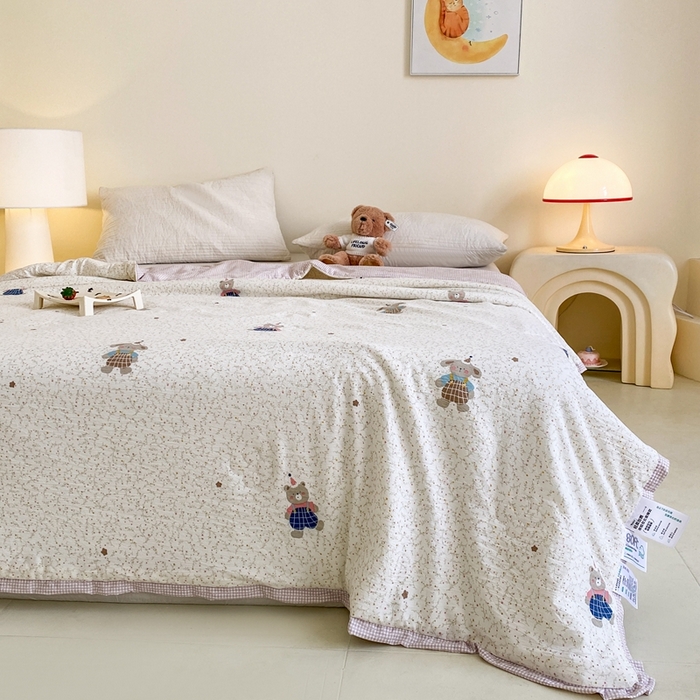 91家纺网 家纺一手货源 找家纺 （总）宇淳国际 2026新款水洗棉荷叶边夏凉被夏被空调被