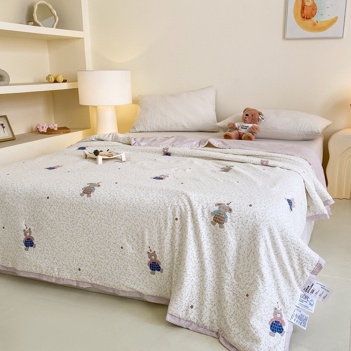 91家纺网 家纺一手货源 找家纺 （总）宇淳国际 2026新款水洗棉荷叶边夏凉被夏被空调被