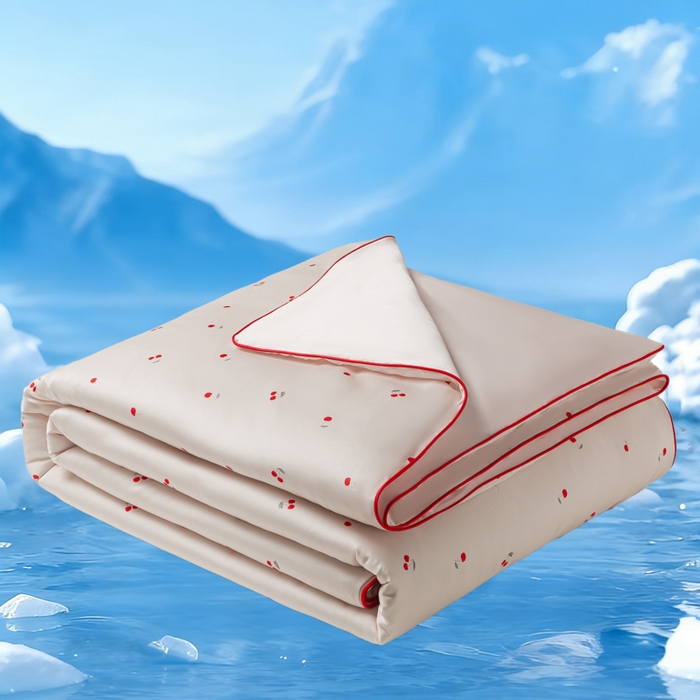 91家纺网 家纺一手货源 找家纺 爱彼家纺 2026新款冰丝印花夏被四件套滚边设计款冰丝空调被印花单夏被-系列一 甜粉小樱桃