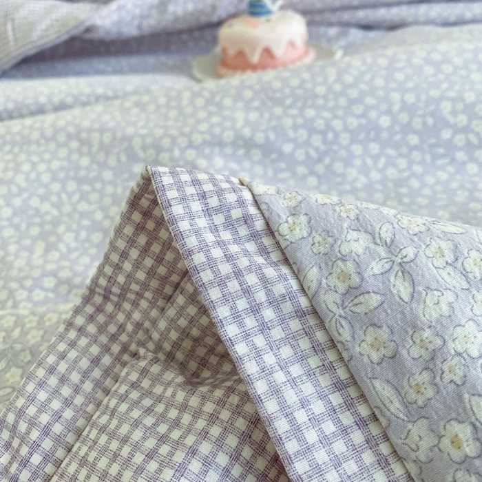 91家纺网 家纺一手货源 找家纺 宇淳国际 2026新款水洗棉荷叶边夏凉被 紫赯碎梦